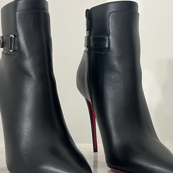Christian Louboutin So Kate 100 Black Calf Skin Leather Booty Size 37.5 EU/7.5US - Picture 8 of 10